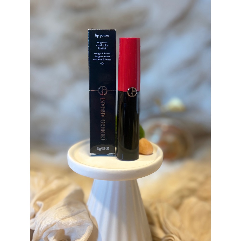 Giorgio Armani Lip Power Longwear Vivid Color Lipstick 404 Tempting 3.1g New Box
